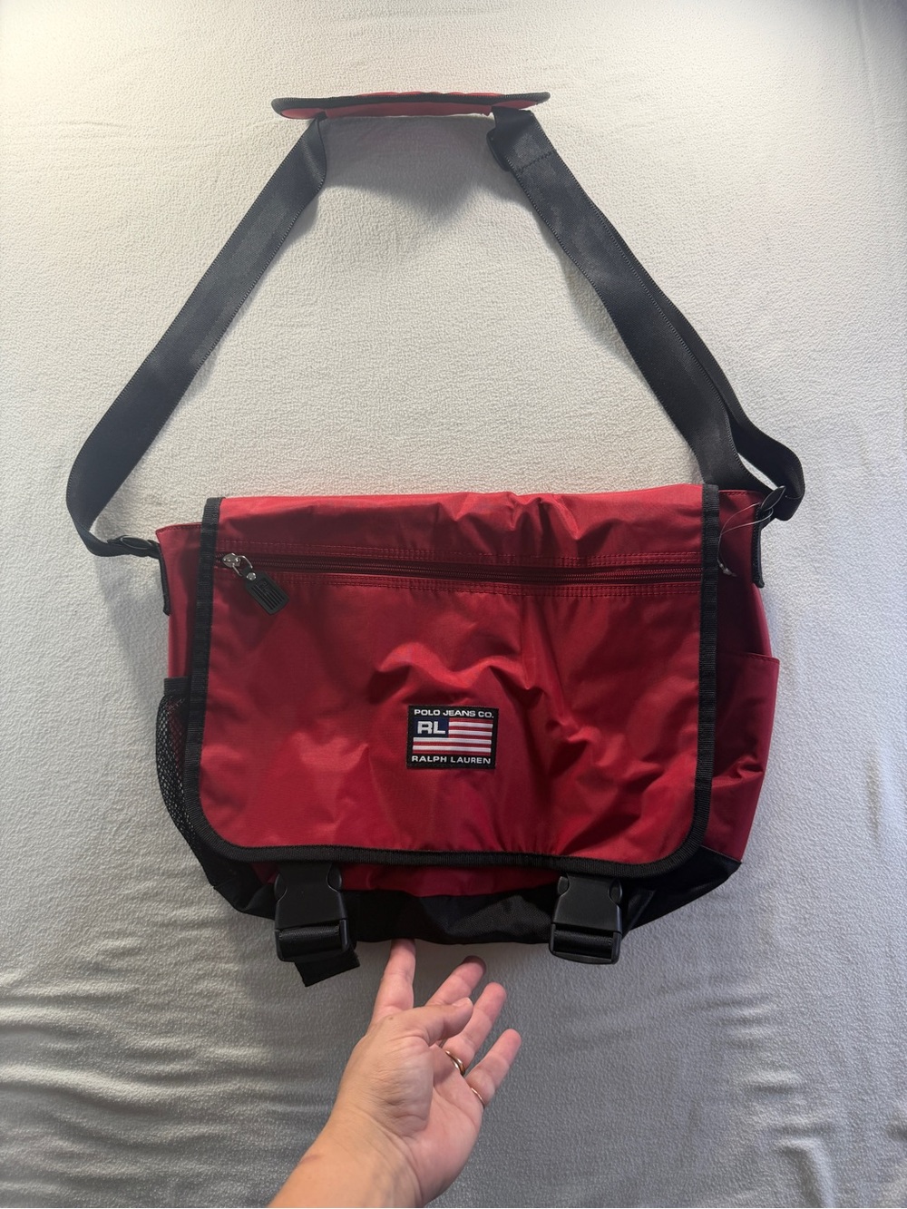 Vintage Polo Jeans Co. Ralph Lauren Red Nylon Messenger Bag